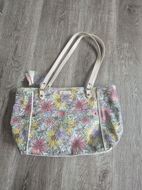 Sakroots Floral Tote Bag in Light Blue, Yellow, Pink, Purple